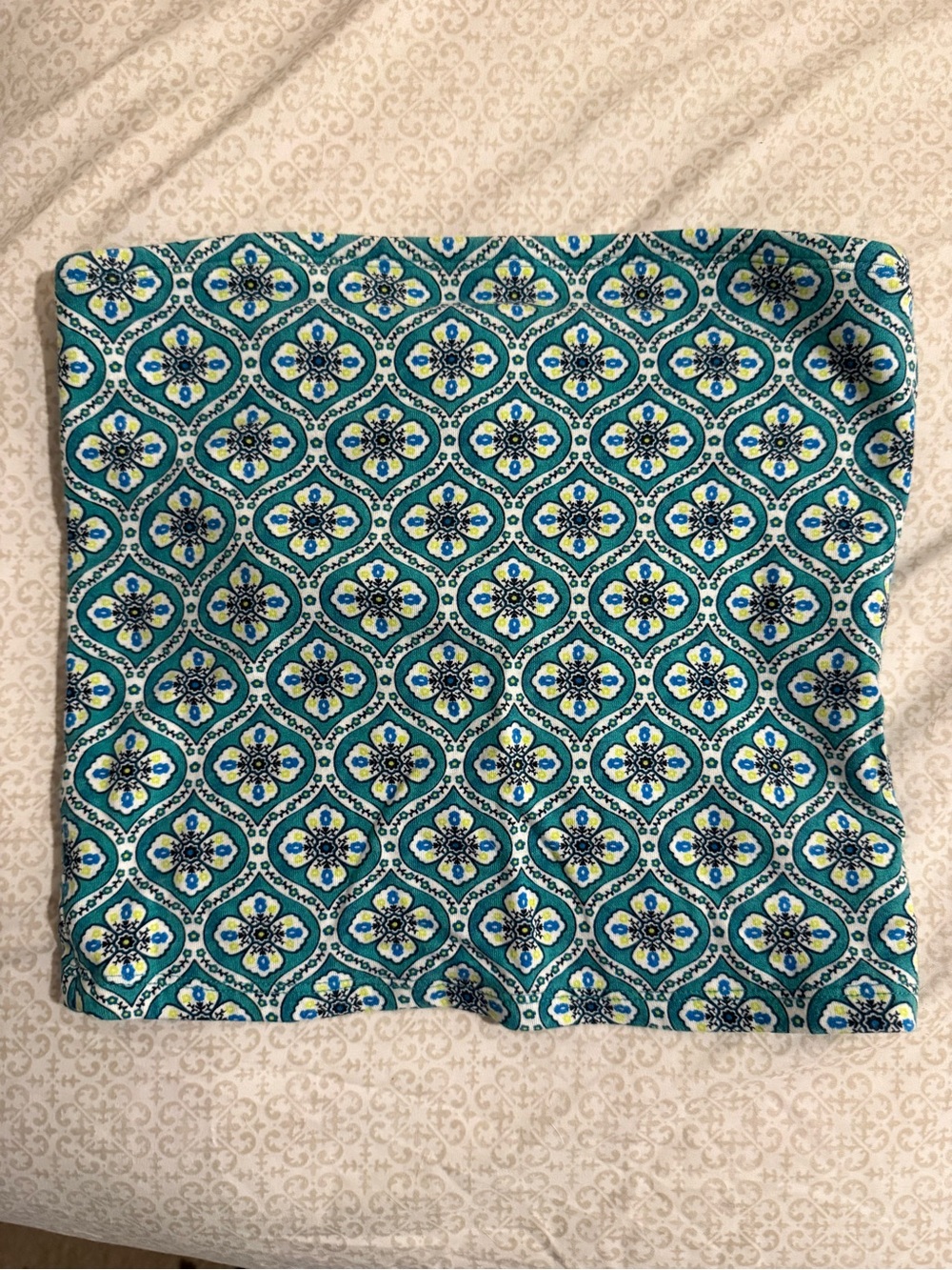 Decorative Teal and Blue Patterned Tube Top